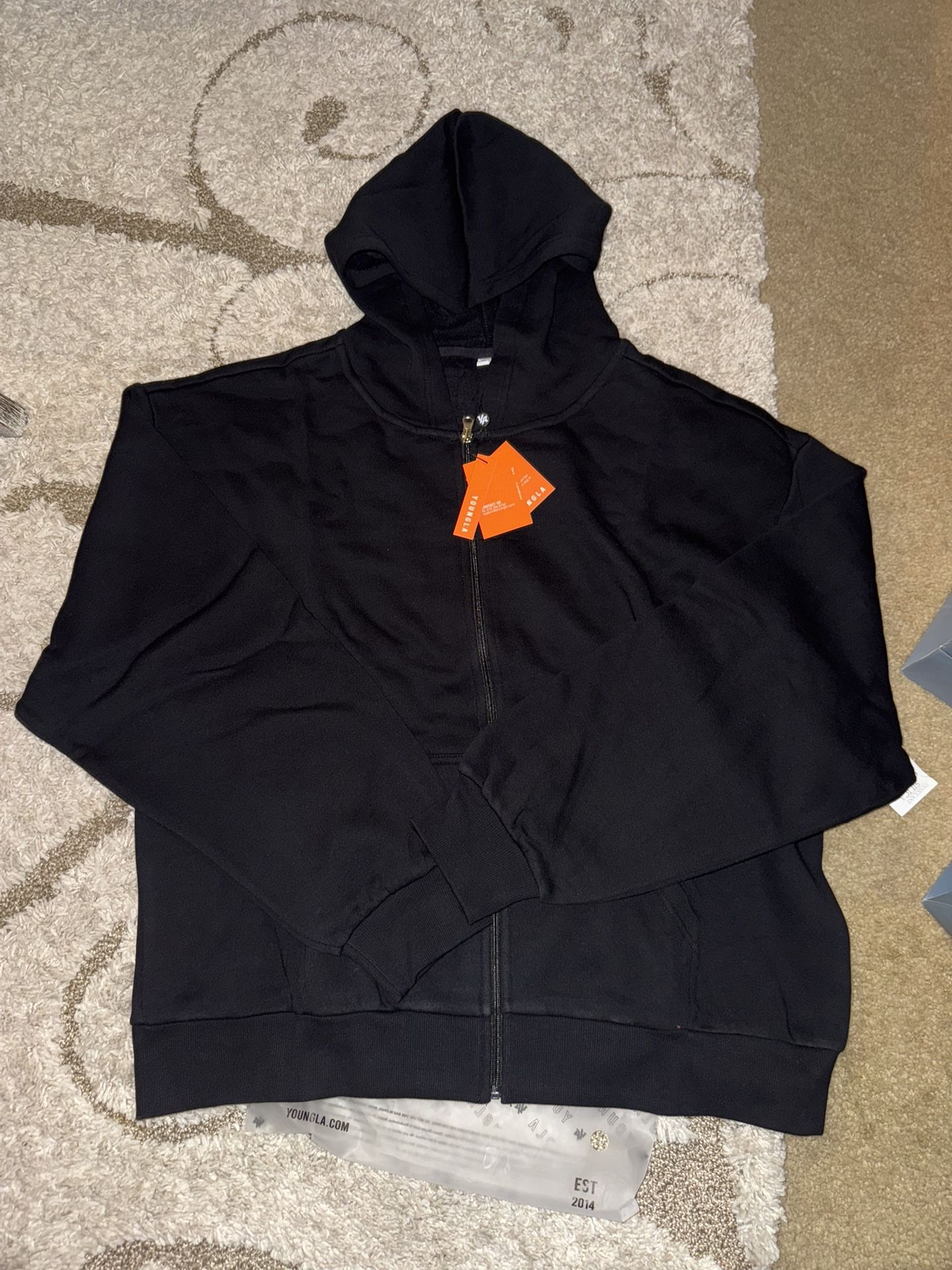 YoungLA "Mola" full-zip hoodie in black (men’s XL)