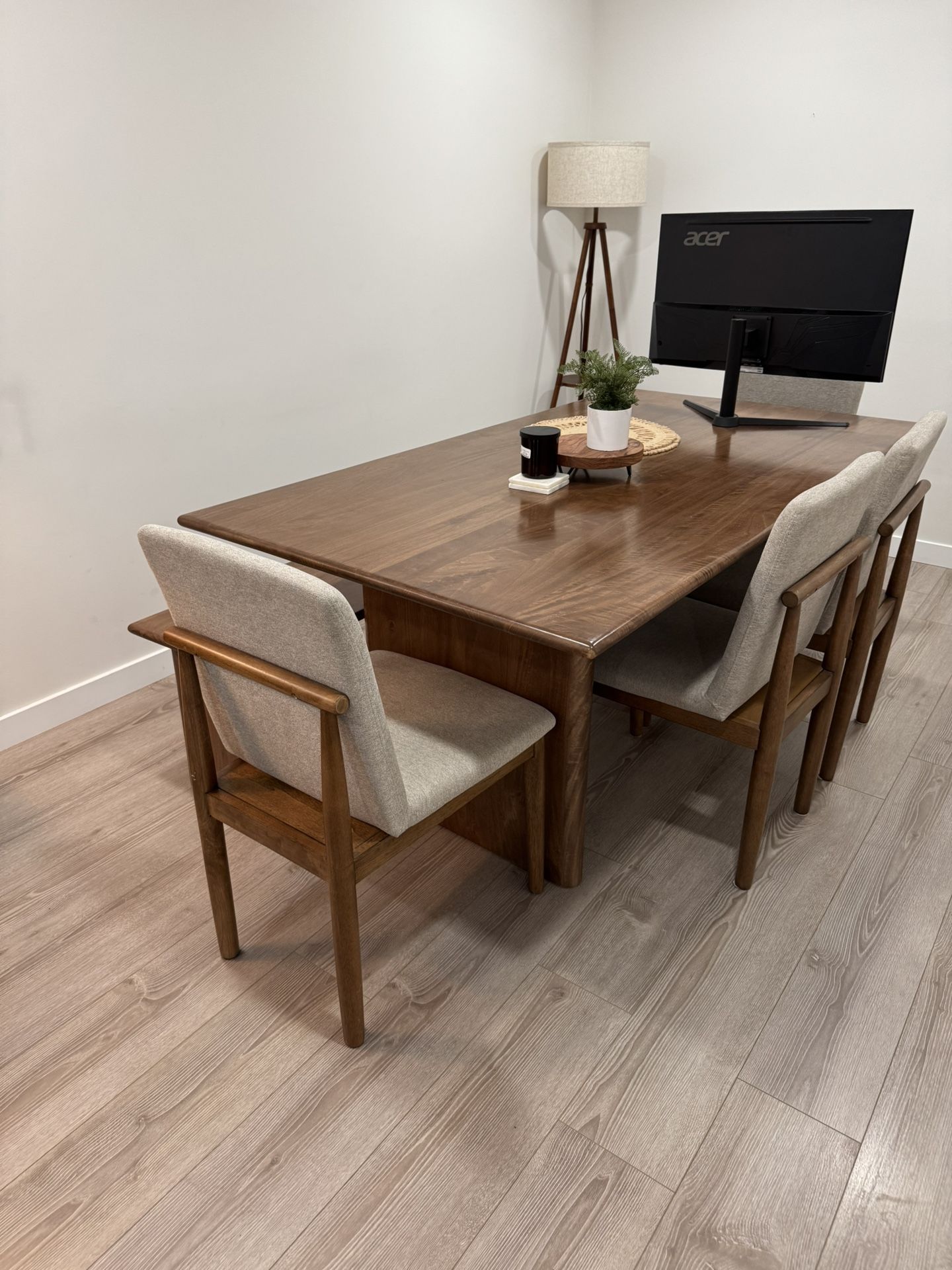 Dining Set – Solid Wood Table, 4 Chairs & Bench – Moving Sale!