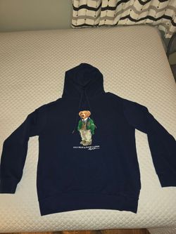 Lg - Ralph Lauren Navy "BEAR" Pullover Hoodie  PRISTINE CONDITION Worn Once