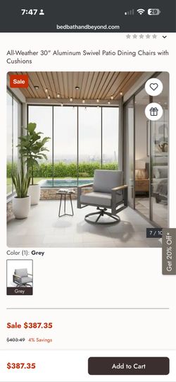 All weather outdoor patio 360 swivel chairs - GREY 2PK