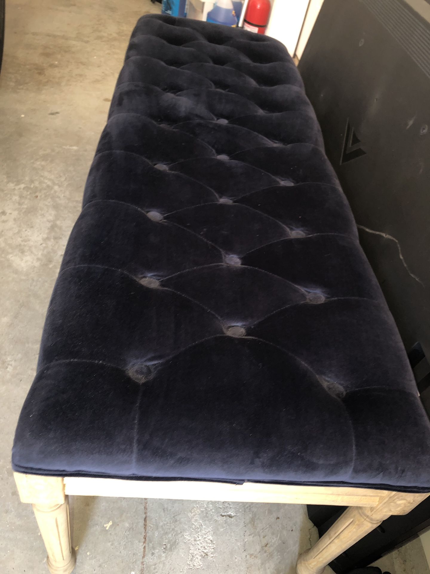 FREE!!!!! Blue velvet bench -PICK UP ONLY