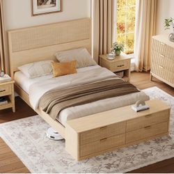 Queen Platform Bed Frame with Storage Drawers