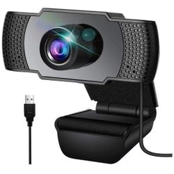 Webcam 1080p HD Computer Camera, USB 2.0 Desktop Laptop Computer Web Camera with Auto Light Correction, Plug and Play, for Windows Mac OS, for Video S