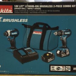 Makita XT281S 18v LXT Lithium-Ion Brushless 2-piece Combo Kit (Driver-Drill / Impact Driver) In Box 