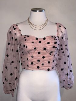 Pink Dotted Crop top Blouse 