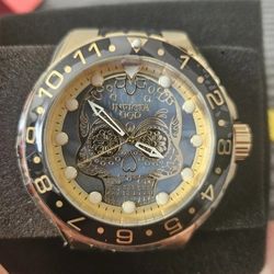 Invicta Aviator Dia De Los Muertos Mens Watch 50mm Mother of Pearl Dial 36856