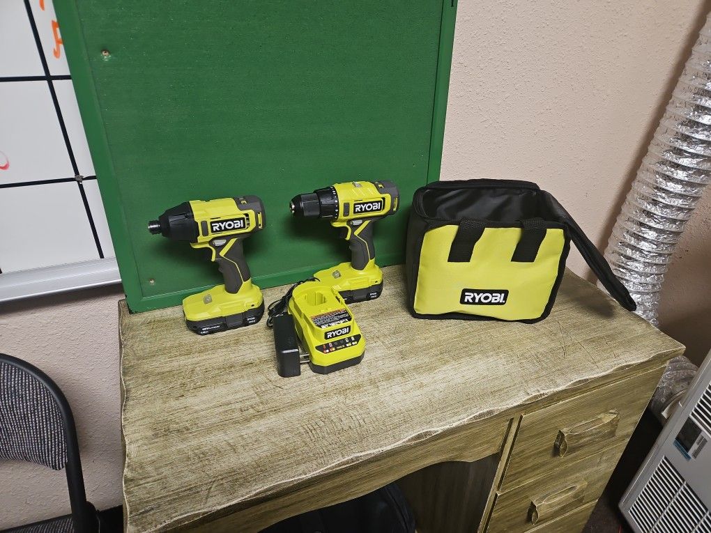 Ryobi 18v 1/2 In. Drill Driver & 1/4 In. Impact Driver,  Charger With 2 Batteries And Case In Chandler 