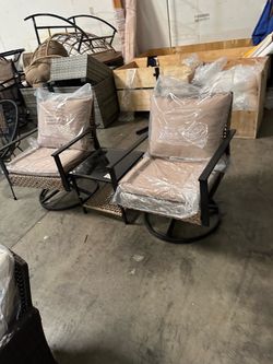 New 3 pcs Outdoor Patio Swivel Arm Chair Table Conversation Set