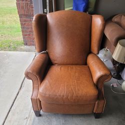 Custom-made brown all leather sofa