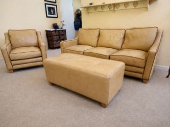Leather Sofa, Chair & Ottoman Set – Excellent Condition