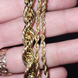 10k 9mm Rope Bracelet & 10k 3.2mm Rope Chain