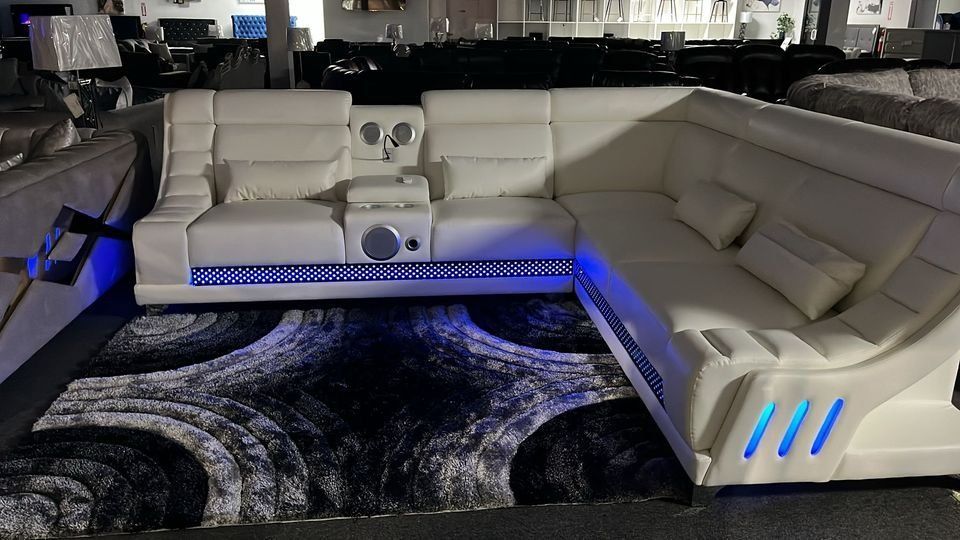 Brand New Futuristic Sectional with LED Lights and Speakers $39 down payment and take home today