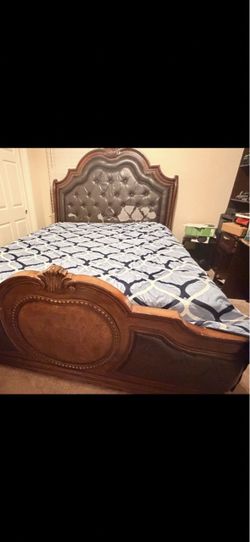 California king size bed and mattress and side table