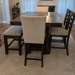 Extending Dining Table With 4 Chairs And Storage Bench