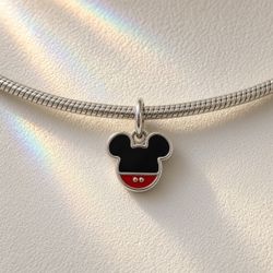 Pandora Mickey Mouse Shorts Dangle Charm – Sterling Silver Bead with Black and Red Enamel