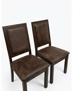 2 Espresso Brown Upholstered Dining Chairs (Excellent Condition)