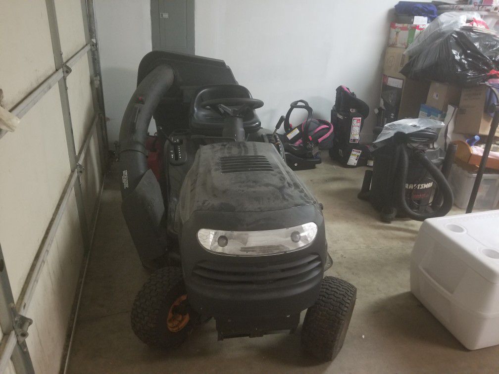 Poulan Pro Riding Lawn Mower and Small Trailer
