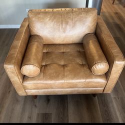 Lukas Caramel Brown Faux Leather Chair
