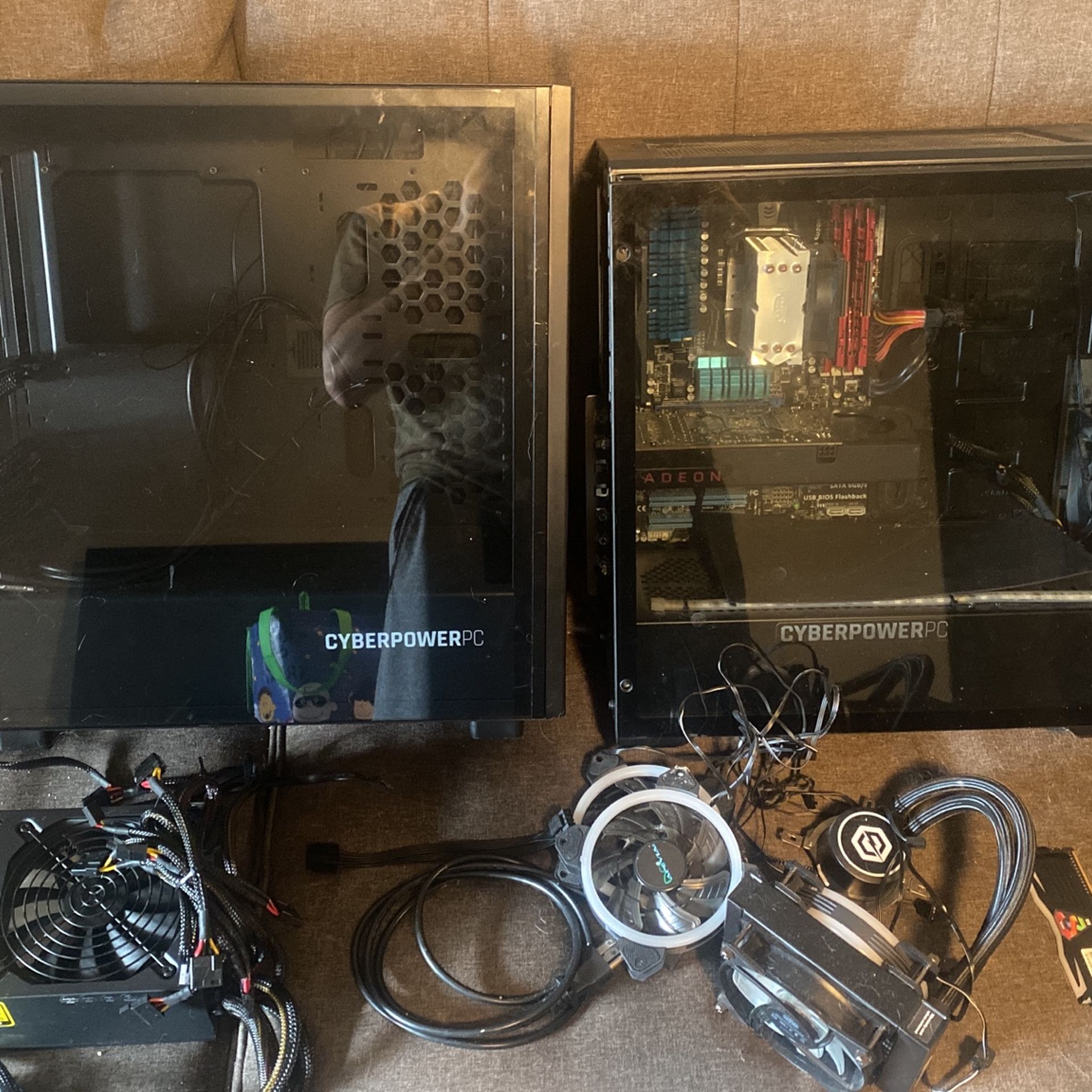 PC Parts, Motherboard, Ram Sticks, GPU, Fans, Cooling System