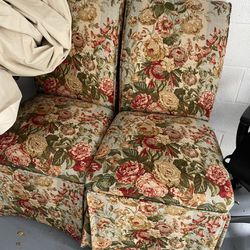 Floral Slip Covered Accent Chairs 