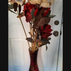 Vase Tall  With Flowers