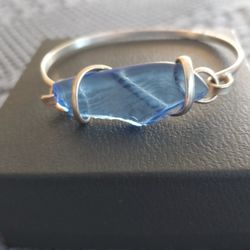Handmade Seaglass/Silver Bracelet