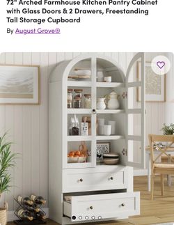 72" Arched Farmhouse Kitchen Pantry Cabinet