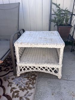 Vintage Shabby Chic  Large Wicker Table