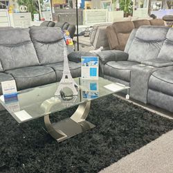 Gorgeous Grey Reclining Sofa&Loveseat On Sale Now Only $1199 (Huge Saving)