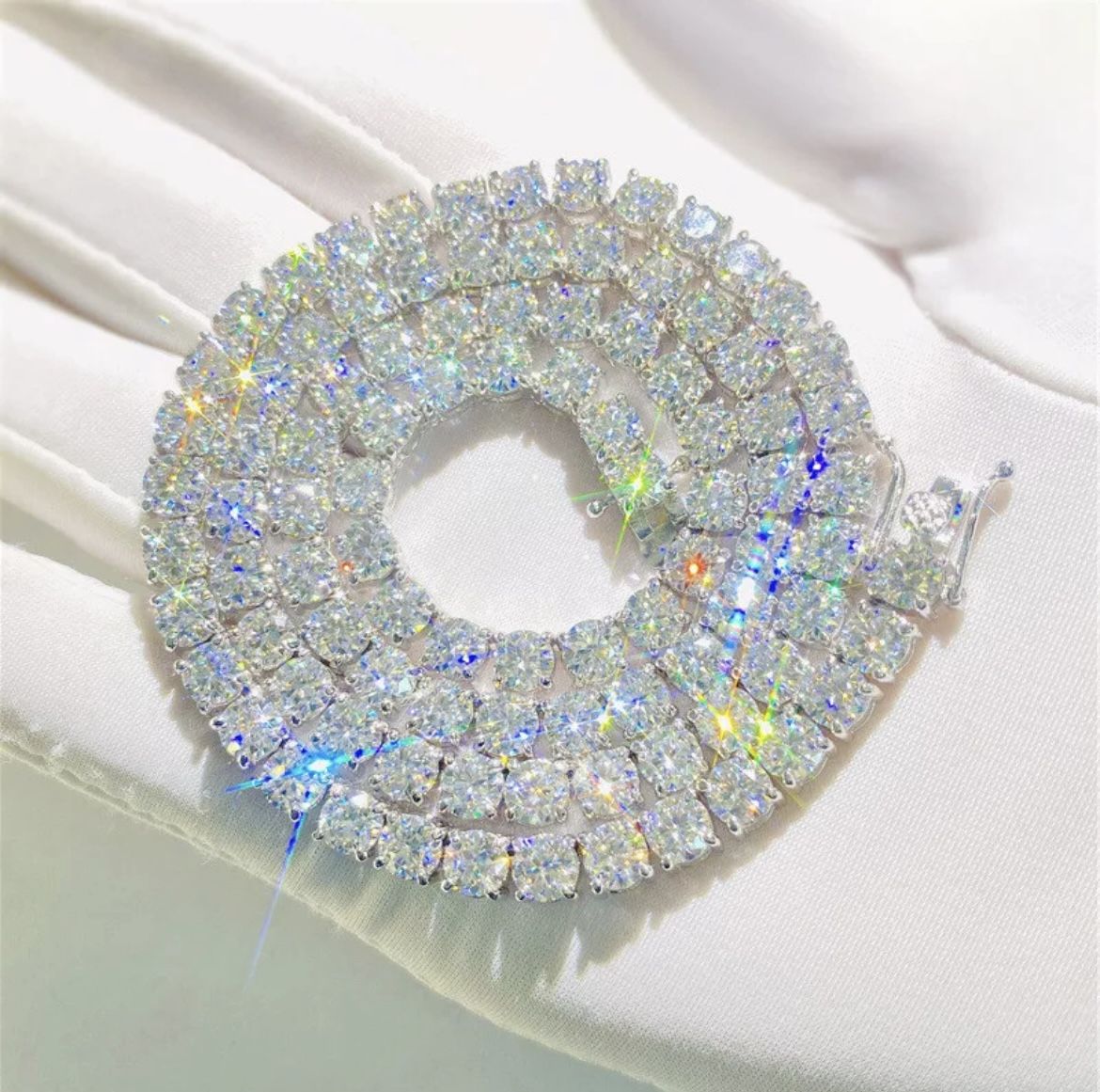 5mm - MOISSANITE Tennis Chain Necklace. 20"- 18k Gold Plated