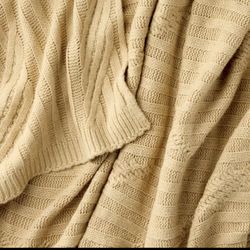 Threshold Tan Ribbed Throw Blanket