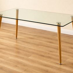 Modern wood and glass dining table like new