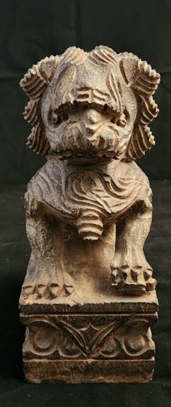 Komainu Foo Lion Dog Antique Granite Statue