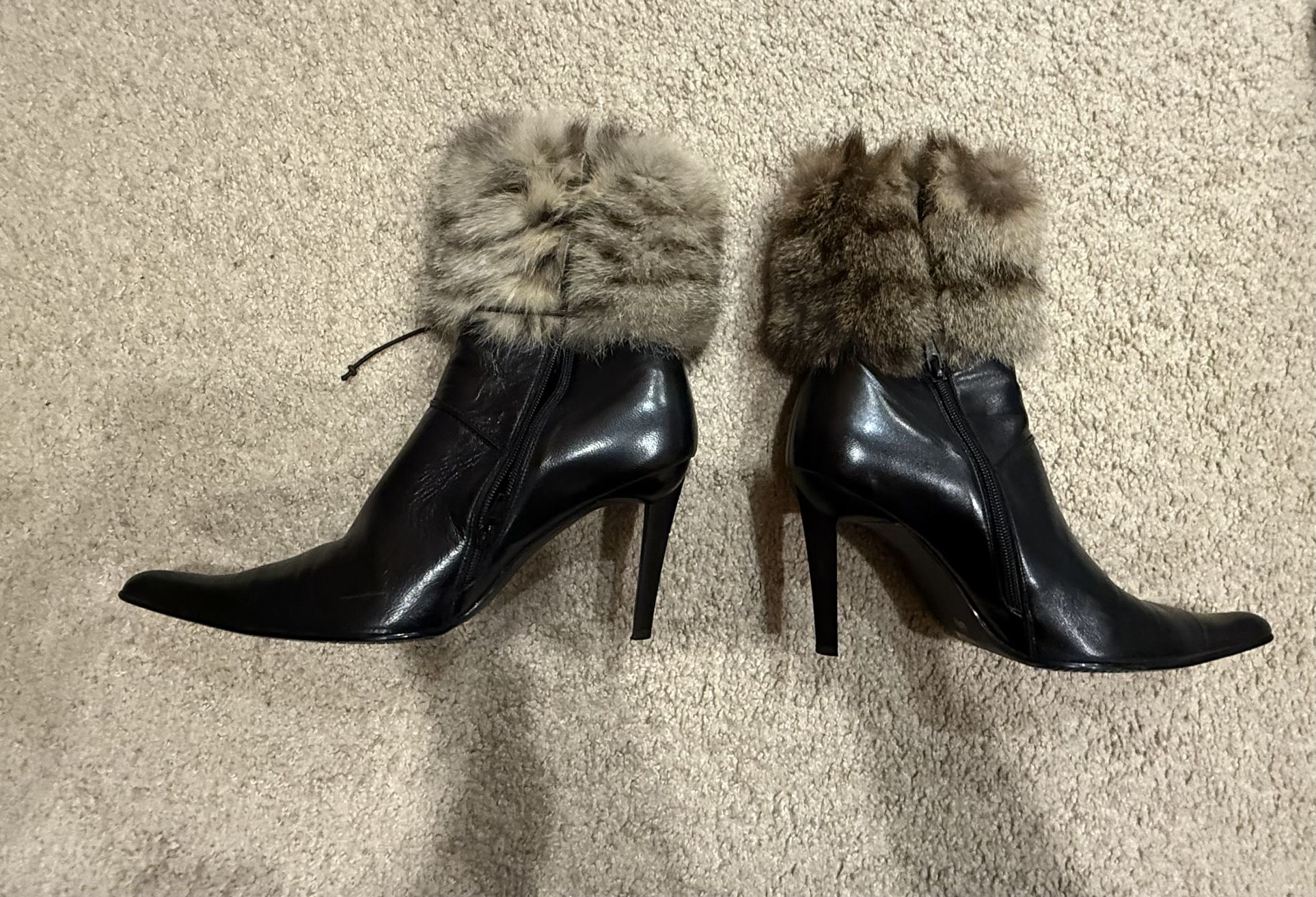 Leather Warm Boots With Natural Fur
