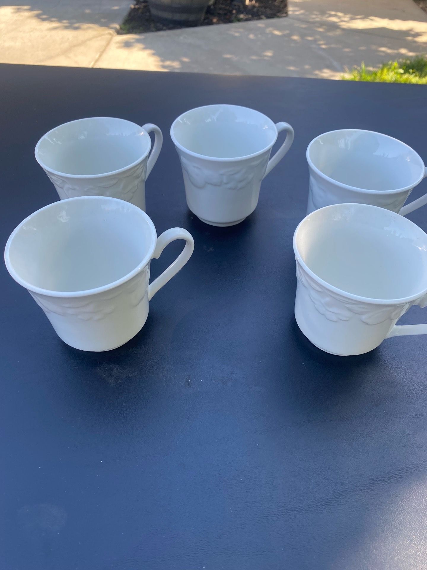 Set of 5 white coffee cups harvest moon