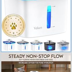 Pet Fountain, Automatic Cat Water Fountain Dog Water Dispenser with Replacement Filters for Cats, Dogs, Multiple Pet