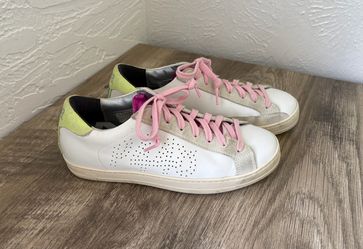 P448 women’s chalk metallic pink neon green sneakers size 7