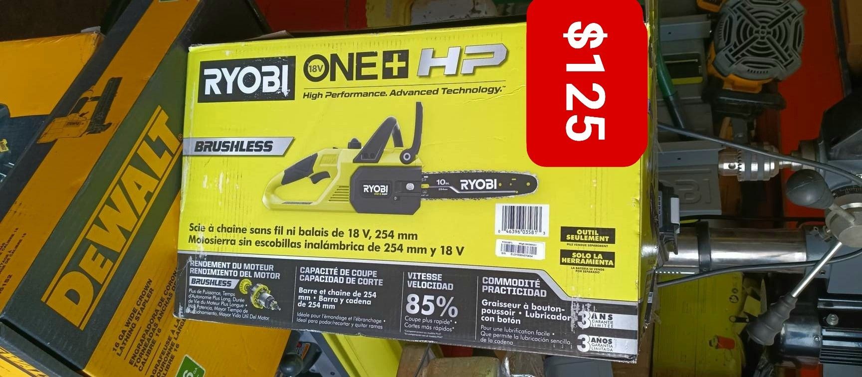 Ryobi ONE + HP 18V Brushless 10in. Battery Chainsaw. Tool-Only