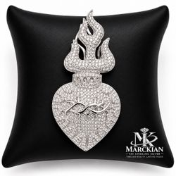 925 Sterling Silver 7.50CTW MOISSANITE Flame Heart Men’s Pendant