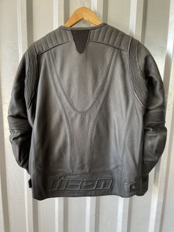 Icon  Black Leather Motorcycle Jacket  