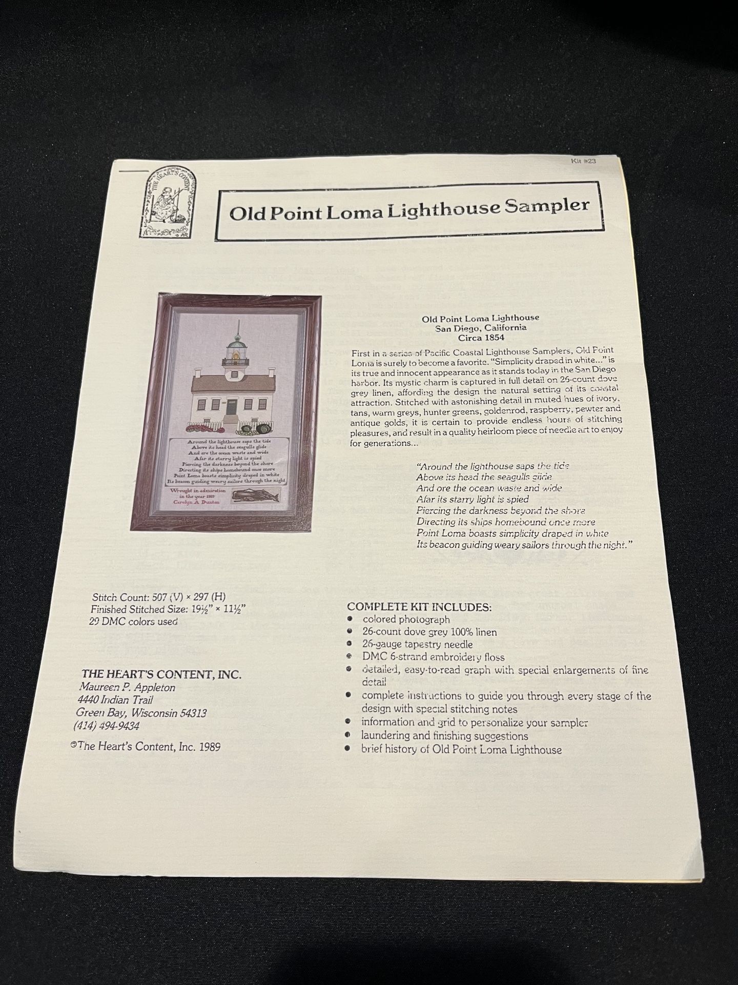 Old Point Loma Lighthouse Sampler The Heart’s Content, Inc. Preowned