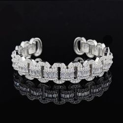 Exquisite Paved 18K White Gold Plated Cubic Zirconia Bracelet 