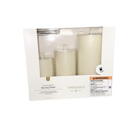 3pk LED Candles Cream - Threshold Paraffin Wax, Pillar Style, Indoor/Outdoor Use