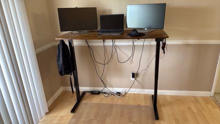 Electric Standing Desk/Executive Office Chair (Inflatable Lumbar Support)/Office Chair Mat
