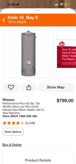 Rheem water heater  9 year