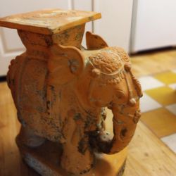 Vintage Terracotta Elephant Garden Stool.