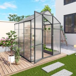 Newly marketed Gain height windproofaluminum greenhouse 6x6 FT Polycarbonate Greenhouse Raised Base and Anchor Aluminum Heavy Duty Walk-in Greenhouses