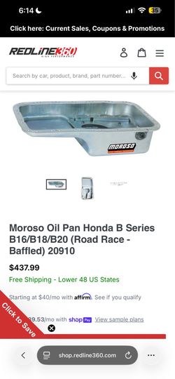 B series baffled Moroso pan