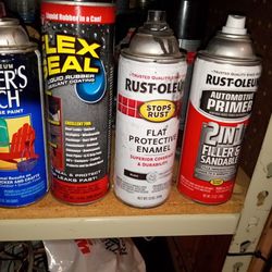 Assorted Spray Paint And Exterior Miller Paint 