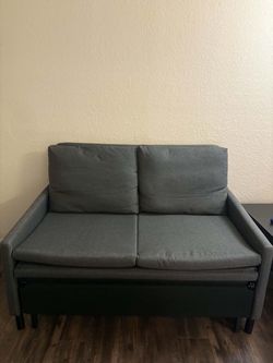 Gray Fabric Loveseat Sofa - 3-in-1 convertible